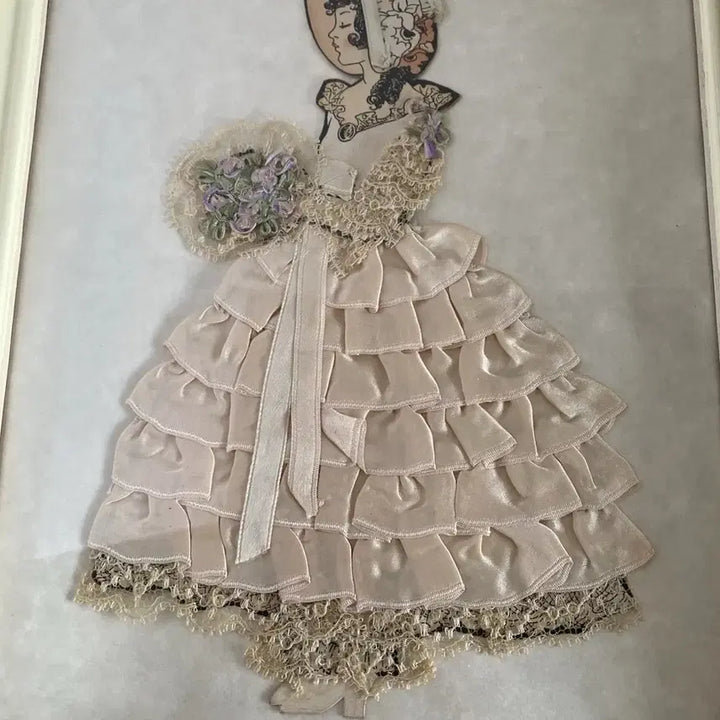 [BUNJANG] Crinoline Lady Pink Dress Ribbon Art Frame / 영국 크리놀린 레이디 핑크 드레스 리본아트 프레임.