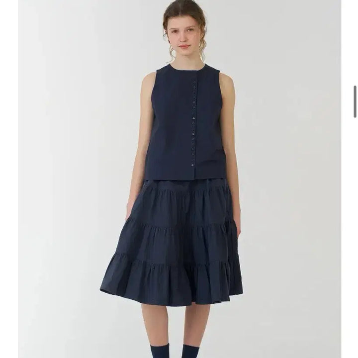 [BUNJANG] Pesto Shirring Skirt Navy / 페스토 셔링 스커트 네이비