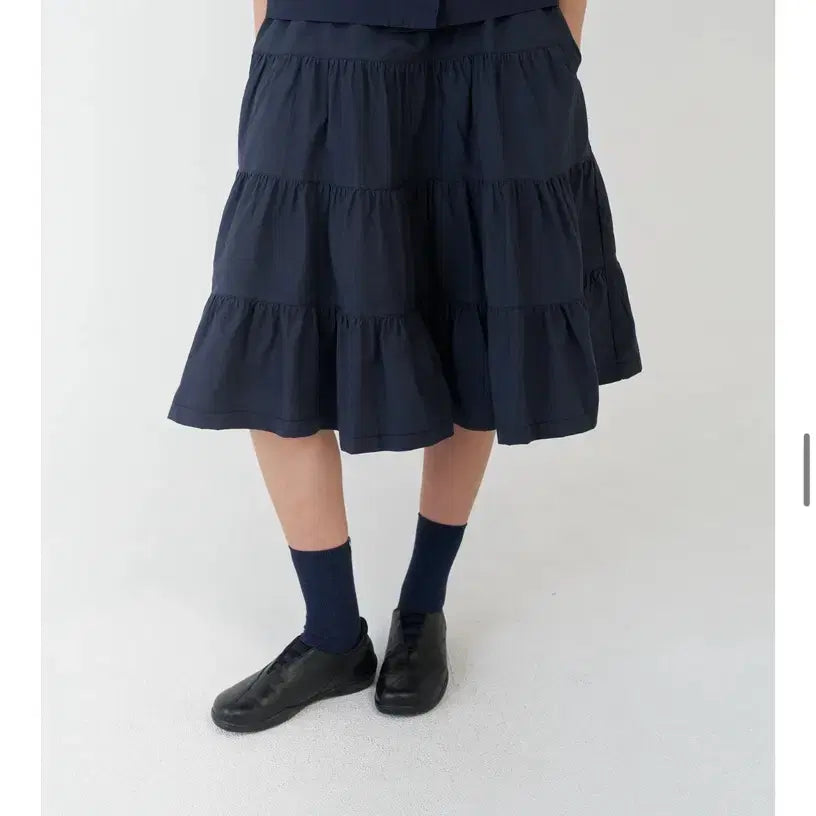 [BUNJANG] Pesto Shirring Skirt Navy / 페스토 셔링 스커트 네이비