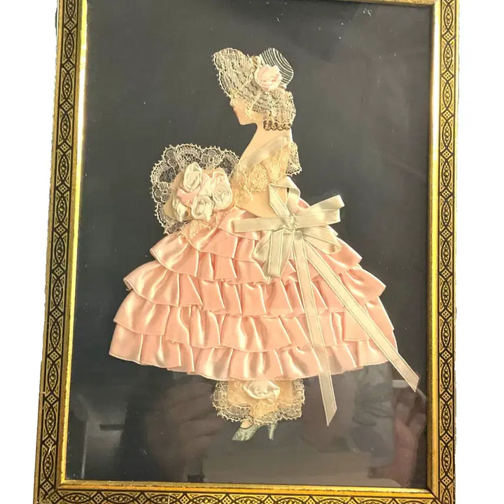 [BUNJANG] Crinoline Lady Pink Dress Ribbon Art Frame / 영국 크리놀린 레이디 핑크 드레스 리본아트 프레임.