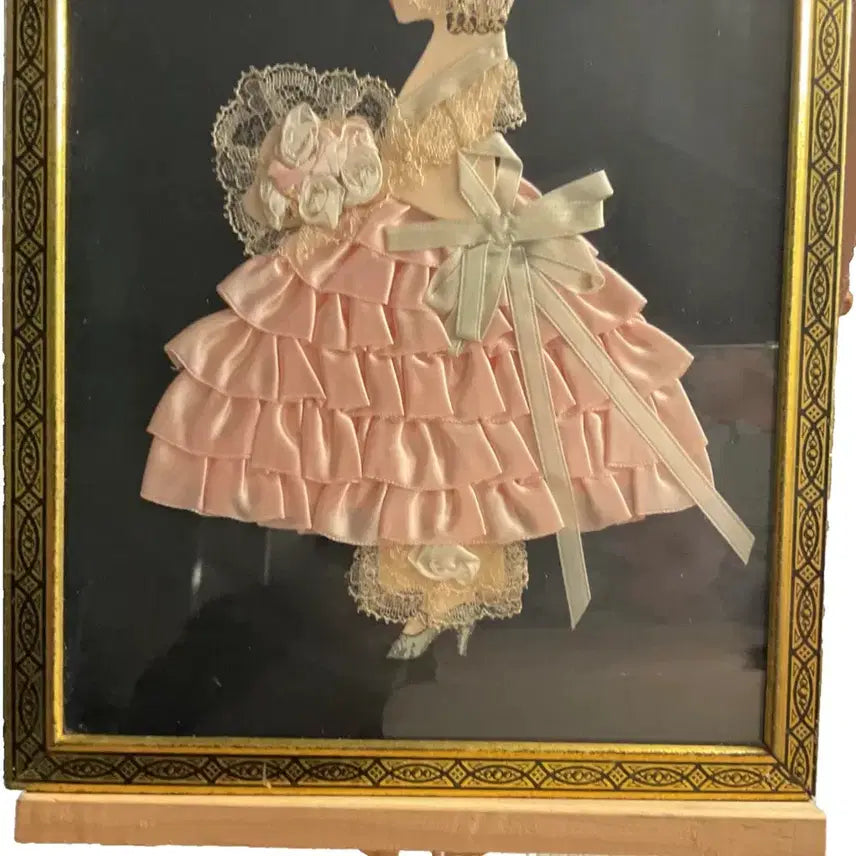 [BUNJANG] Crinoline Lady Pink Dress Ribbon Art Frame / 영국 크리놀린 레이디 핑크 드레스 리본아트 프레임.