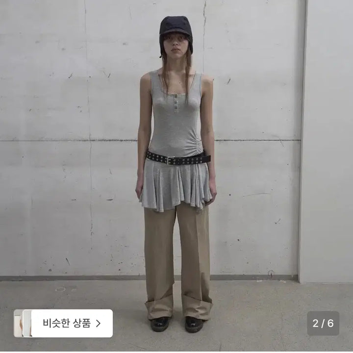 [BUNJANG] LCDC Frill Sleeveless Top - Melange Grey / 엘씨디씨 LCDC 프릴 슬리브리스 탑 그레이