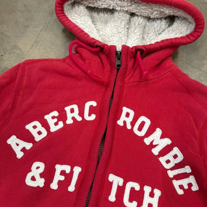 [BUNJANG] Abercrombie &amp; Fitch Fleece Lined Zip-Up Hoodie Red / 아베크롬비 후드집업 레드