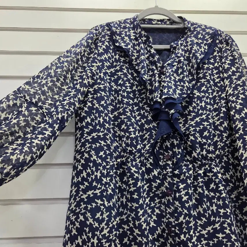 [BUNJANG] Ensom Patterned Chiffon 7-Sleeve Blouse / 엔썸 패턴무늬 쉬폰 칠부소매 블라우스/보물찾기천사