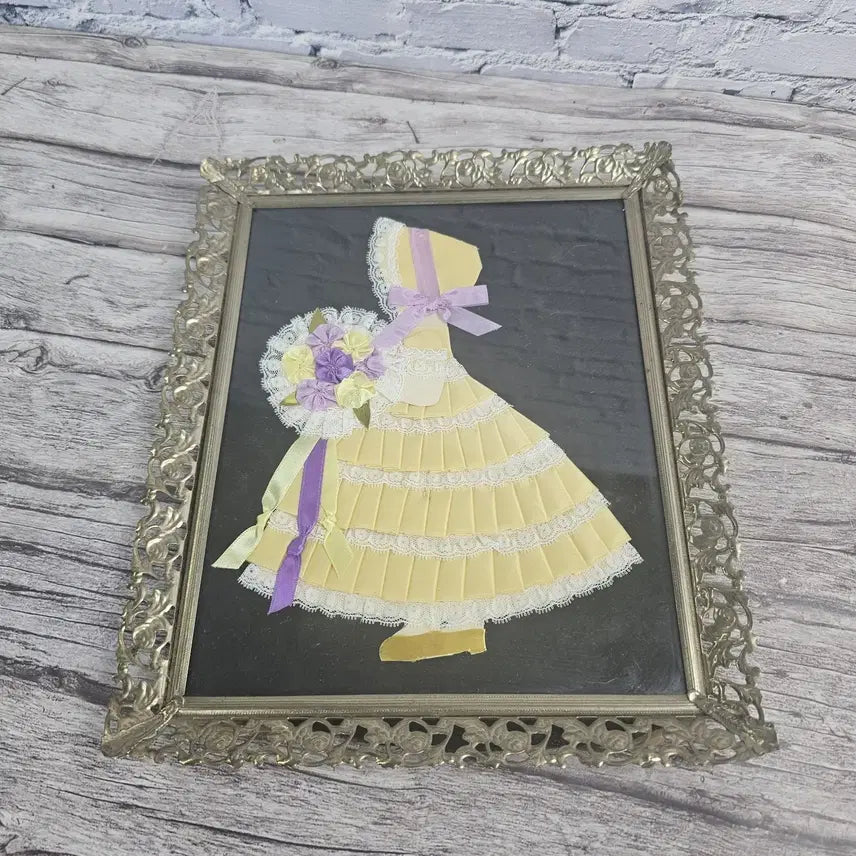 [BUNJANG] Rare 1930s British Crinoline Lady Ribbon Art Frame / 레어템 영국 크리놀린 레이디 리본아트 프레임