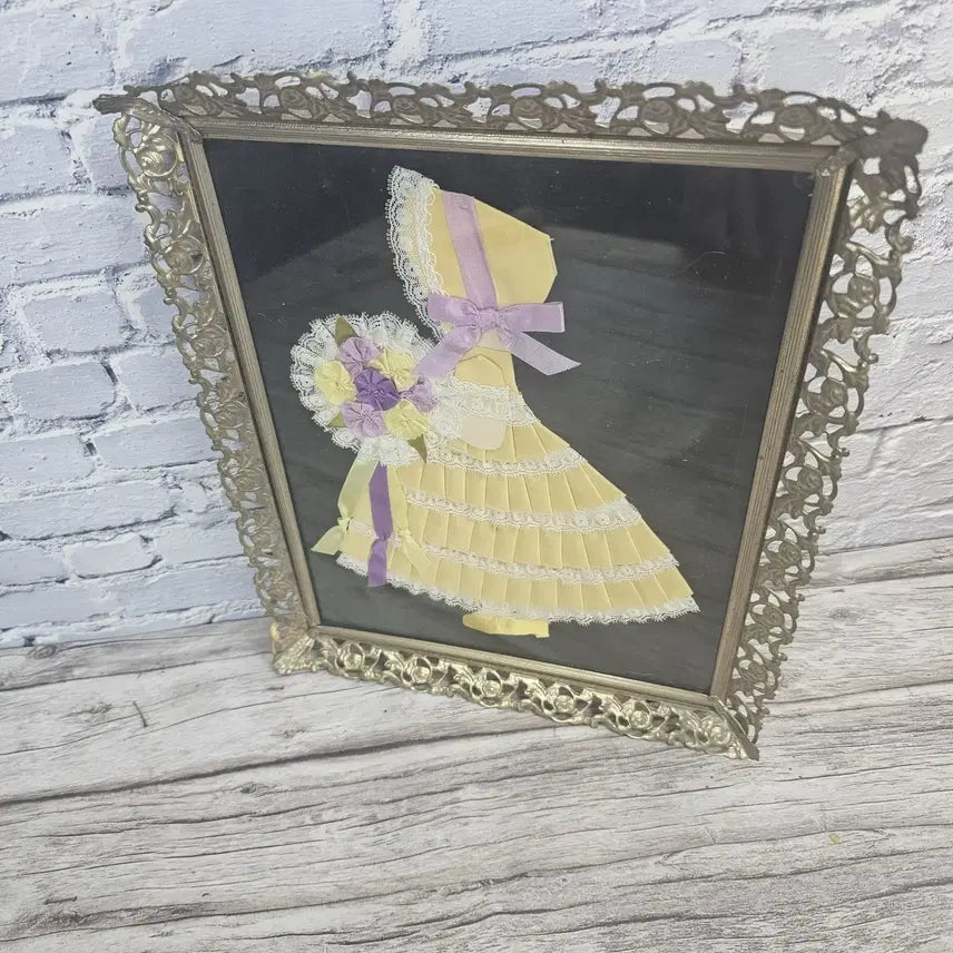 [BUNJANG] Rare 1930s British Crinoline Lady Ribbon Art Frame / 레어템 영국 크리놀린 레이디 리본아트 프레임