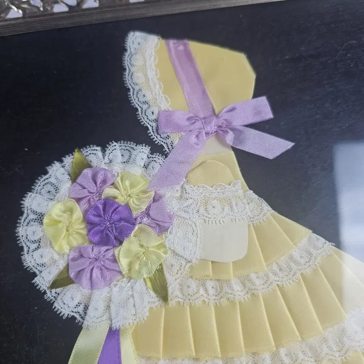 [BUNJANG] Rare 1930s British Crinoline Lady Ribbon Art Frame / 레어템 영국 크리놀린 레이디 리본아트 프레임