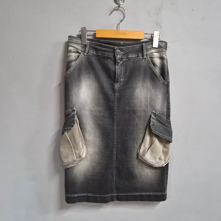 [BUNJANG] Maryley Italian Denim Cargo Long Skirt / 이탈리아 Maryley 데님 카고 롱 스커트 M