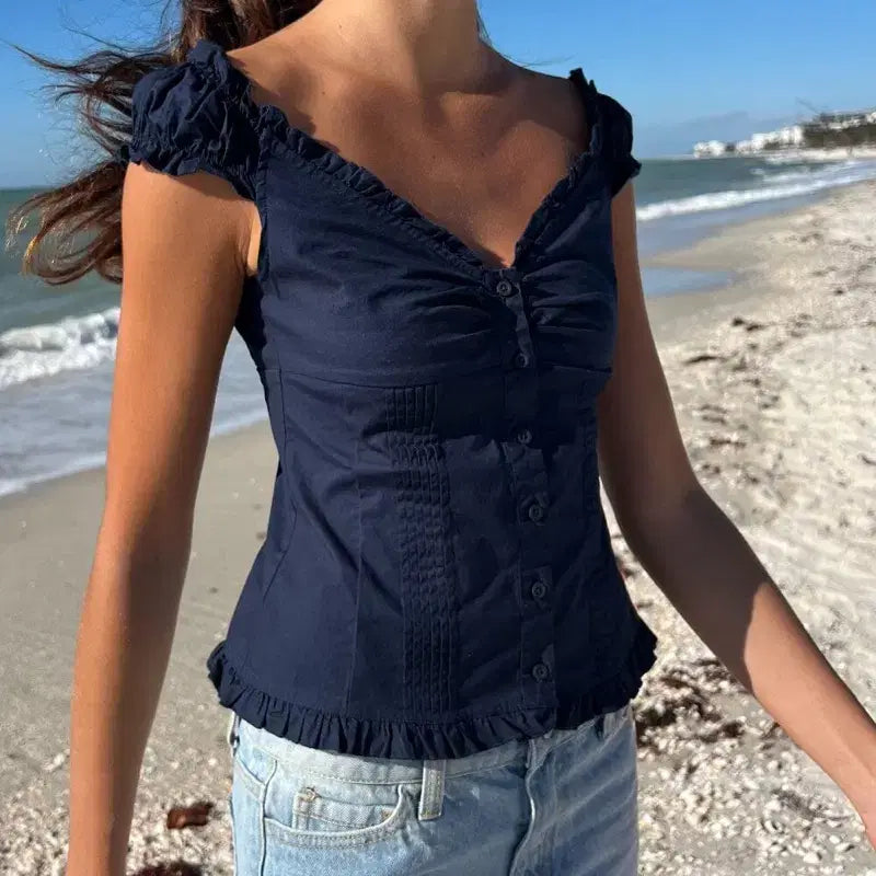 [BUNJANG] Brandy Melville Elena Top Navy / 브랜디멜빌 ELENA TOP (NAVY)