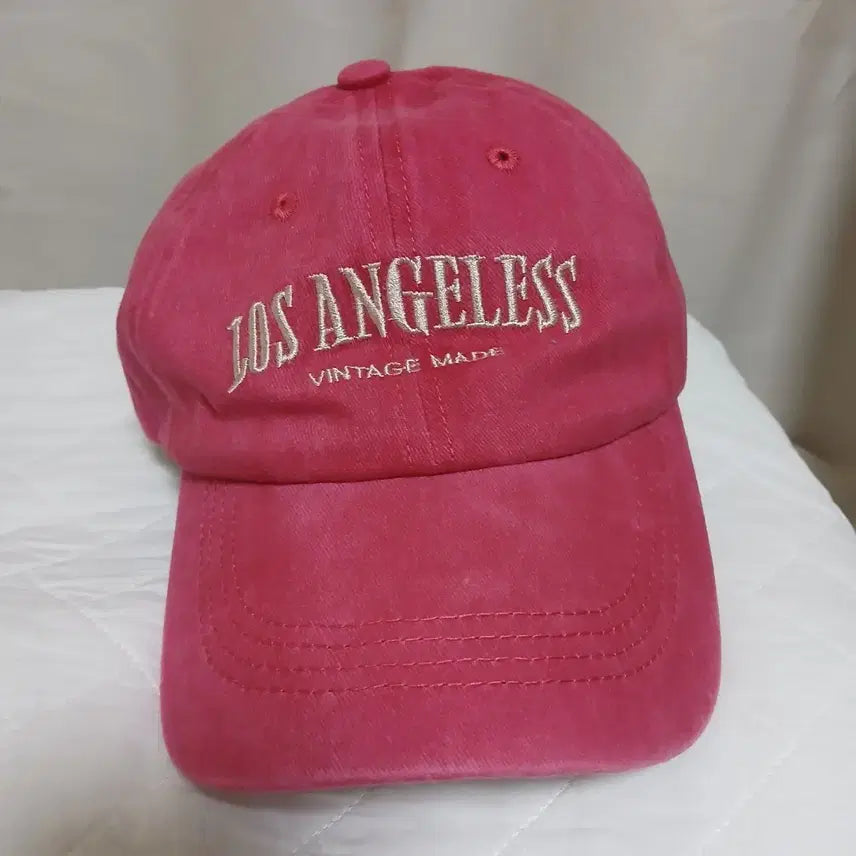 [BUNJANG] Vintage Los Angeles Embroidered Baseball Cap Pink New / 빈티지 로스앤젤레스 자수 캡 모자 핑크 새상품