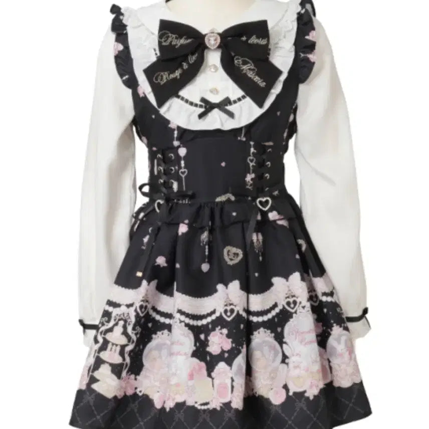 [BUNJANG] Lizlisa Romantic Rose One Piece Dress - Black / (교환) 리즈리사 로맨틱 코스메 원피스 블랙