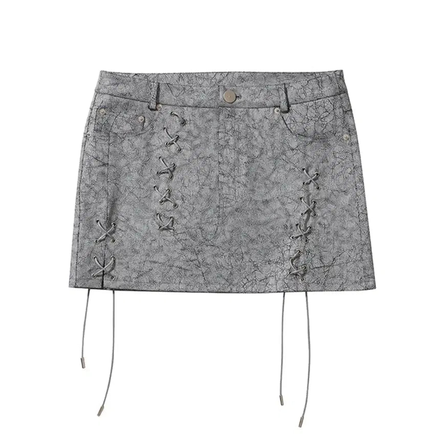 [BUNJANG] yeel EYELET MINI SKIRT GRAY / yeel EYELET MINI SKIRT GRAY