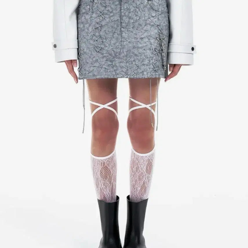 [BUNJANG] yeel EYELET MINI SKIRT GRAY / yeel EYELET MINI SKIRT GRAY