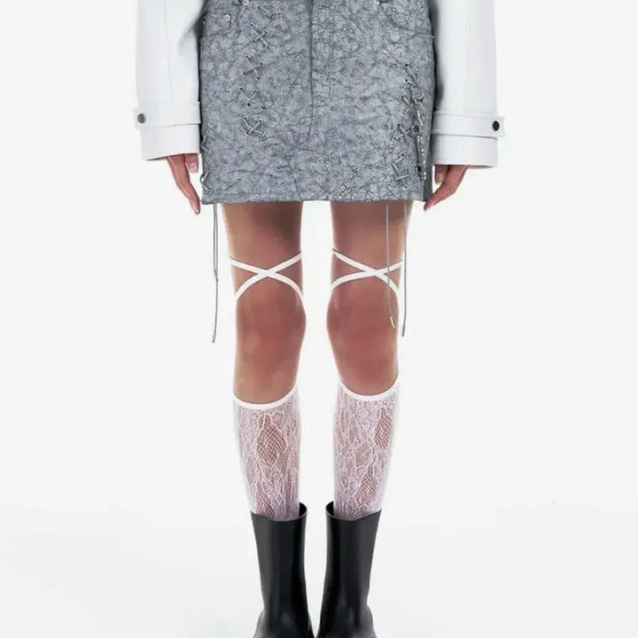 [BUNJANG] yeel EYELET MINI SKIRT GRAY / yeel EYELET MINI SKIRT GRAY