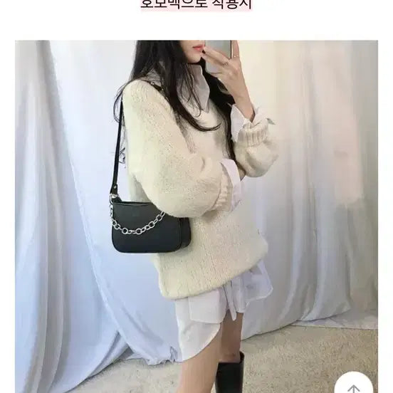 [BUNJANG] Chain Mini Hobo Bag (Black) / 체인 미니 호보백 (블랙)