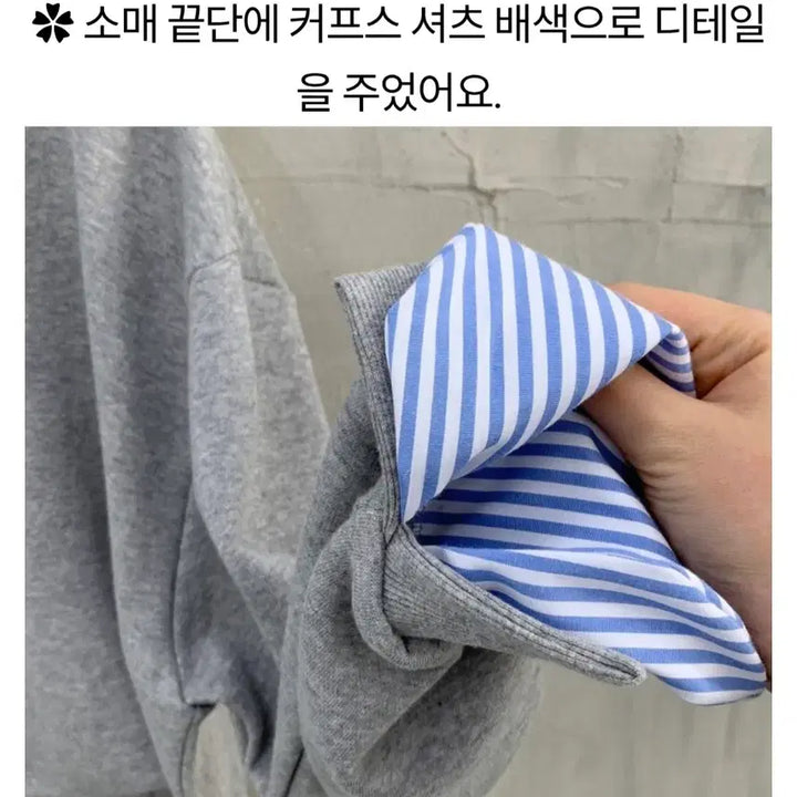 [BUNJANG] Embroidered Color-Block Sweatshirt T-shirt / [새상품] 소매 배색 자수 맨투맨 티셔츠 급처
