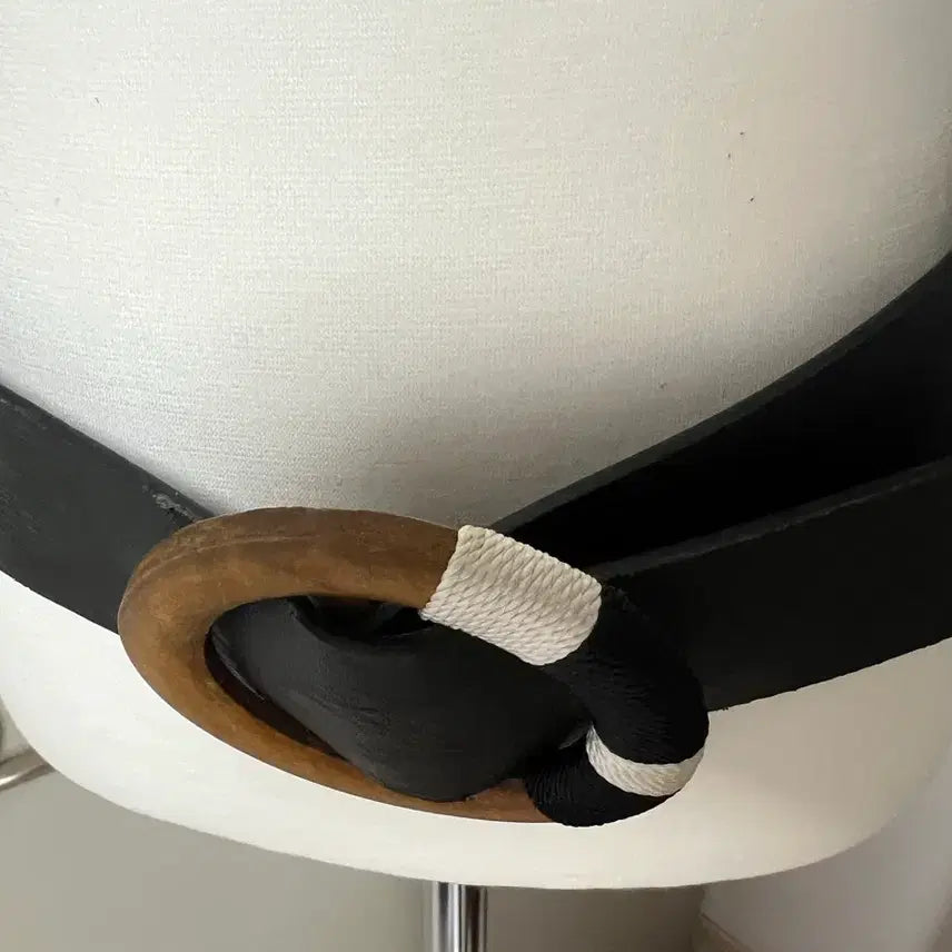 [BUNJANG] ZARA Vintage Wood Ring Point Black Wide Belt / 자라 ZARA 빈티지 우드링 포인트 블랙 왕 벨트