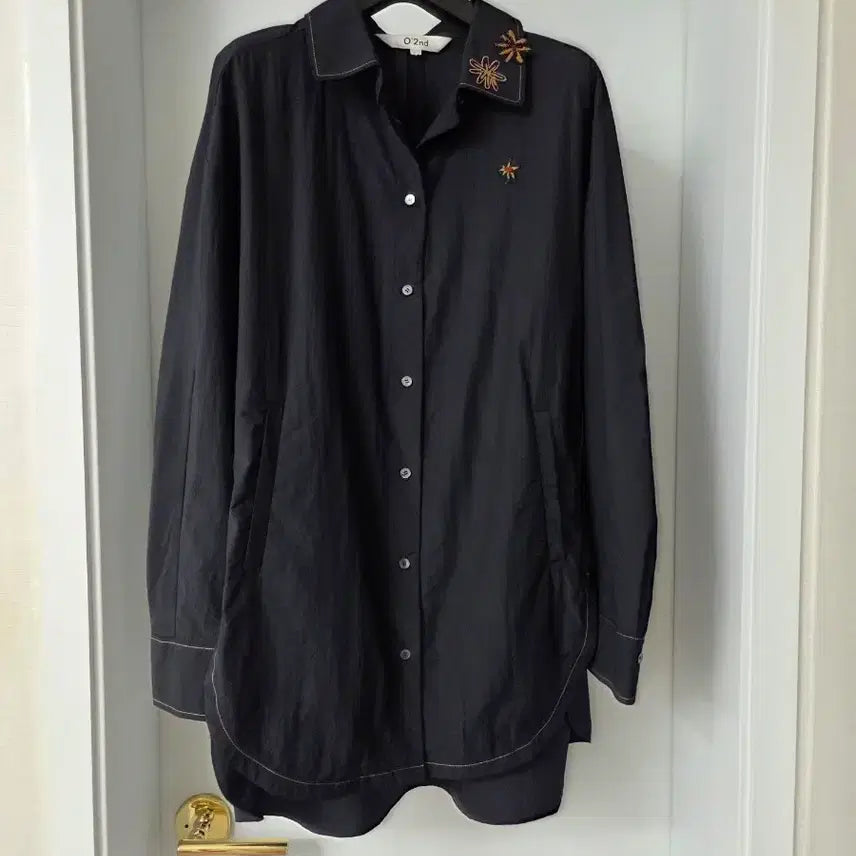 [BUNJANG] OZOC Ribbon Shirt Blouse Navy / 한섬 오즈세컨 리본 셔츠 블라우스