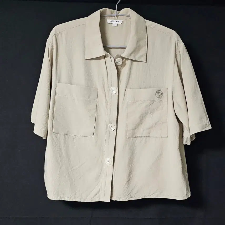 [BUNJANG] Nice Claup Linen Blend Short-Sleeve Shirt Jacket - Beige / 55)나이스클랍 여성 린넨 혼방 반팔 셔츠 자켓 베이지