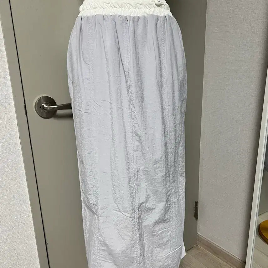 [BUNJANG] Light Purple Color-Block String Twill Maxi Skirt / [새상품] 연보라 배색 스트링 바스락 롱스커트