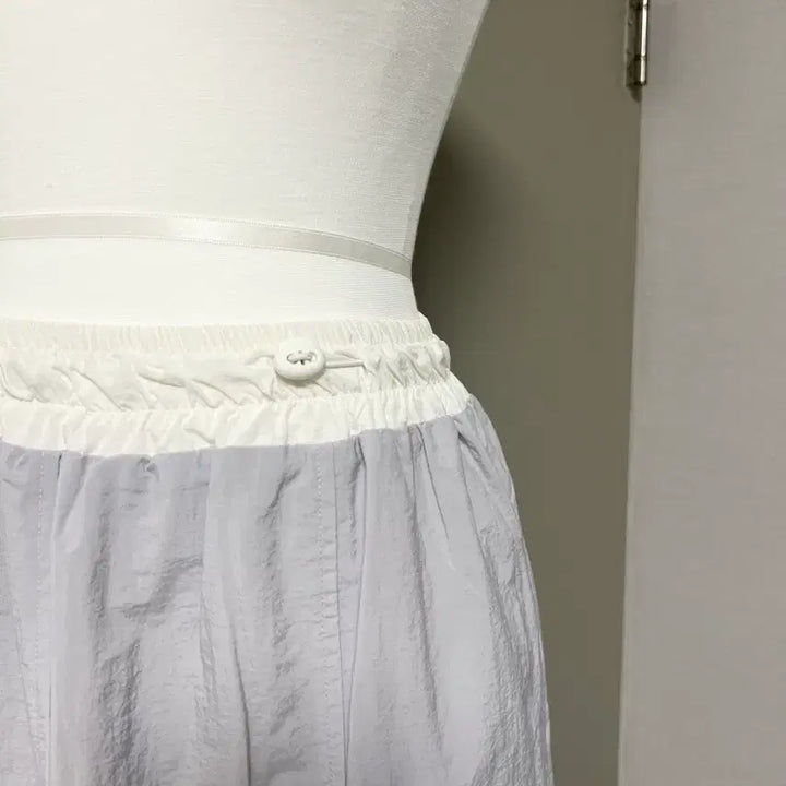 [BUNJANG] Light Purple Color-Block String Twill Maxi Skirt / [새상품] 연보라 배색 스트링 바스락 롱스커트