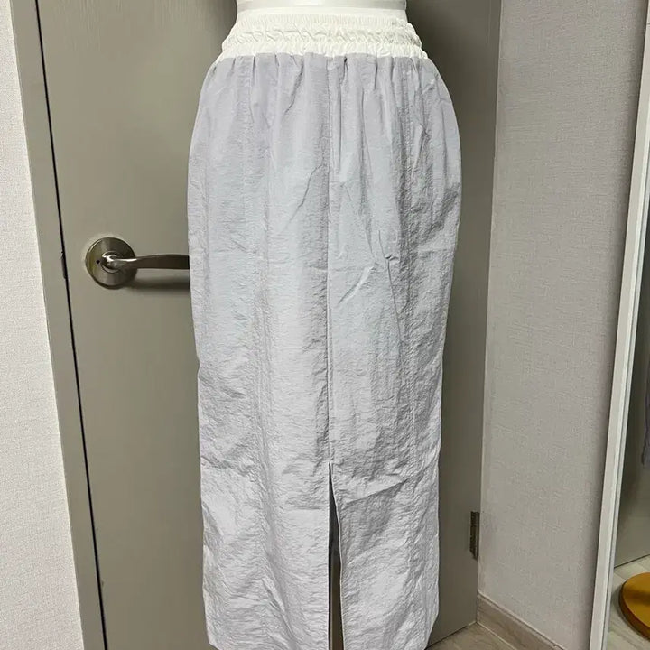 [BUNJANG] Light Purple Color-Block String Twill Maxi Skirt / [새상품] 연보라 배색 스트링 바스락 롱스커트