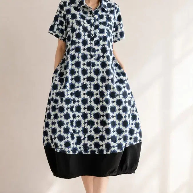 [BUNJANG] Cocoon Fit Patterned Dress / 아방한 코쿤핏 패턴 원피스 55-77