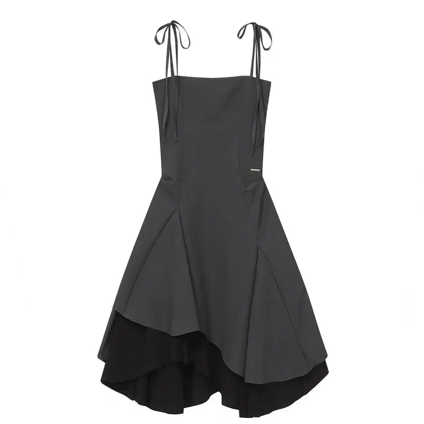 [BUNJANG] MiseKi Seoul Asymmetrical Layered Dress Charcoal / 미세키 서울 언발란스 레이어드 원피스 차콜 1