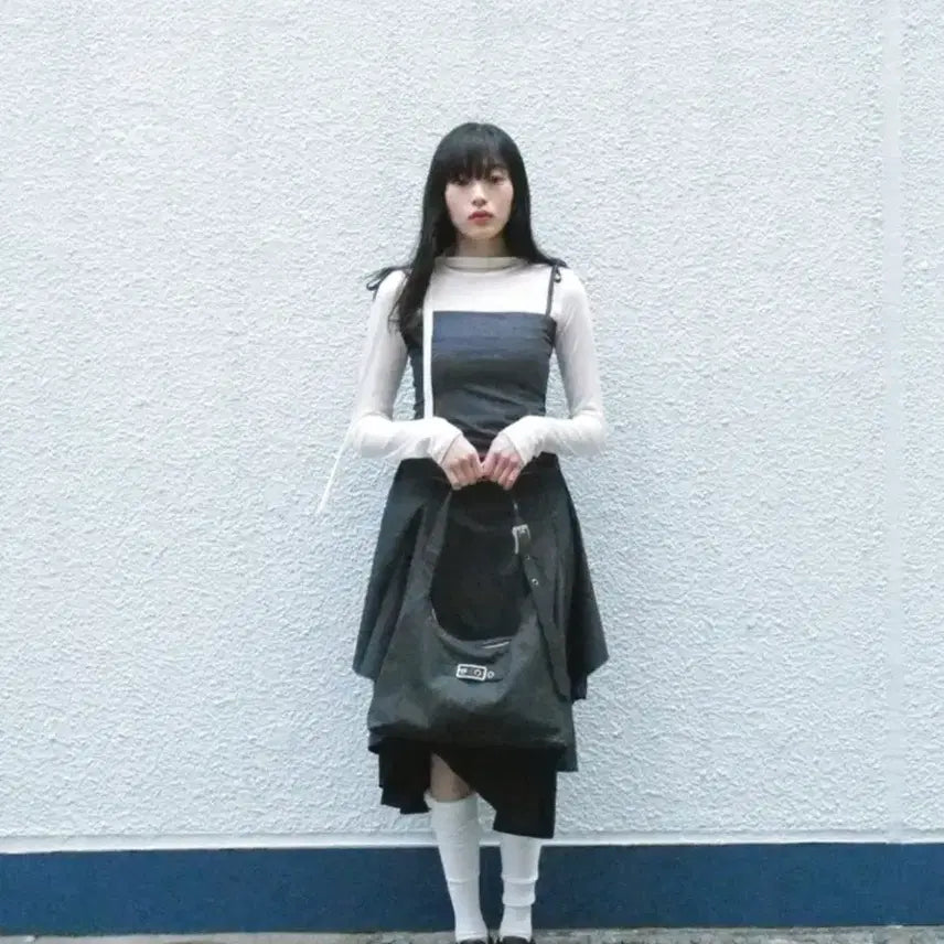 [BUNJANG] MiseKi Seoul Asymmetrical Layered Dress Charcoal / 미세키 서울 언발란스 레이어드 원피스 차콜 1