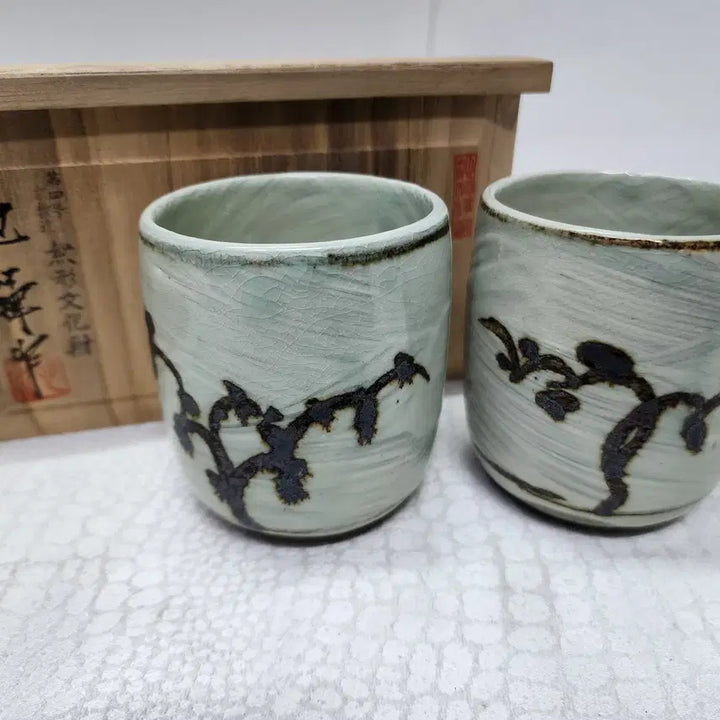 [BUNJANG] Doam Ji Sun-tak Buncheong Iron-Painted Celadon Teacup Set / 도암 지순탁 분청 철화 도자기 찻잔