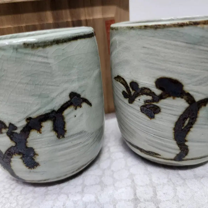[BUNJANG] Doam Ji Sun-tak Buncheong Iron-Painted Celadon Teacup Set / 도암 지순탁 분청 철화 도자기 찻잔