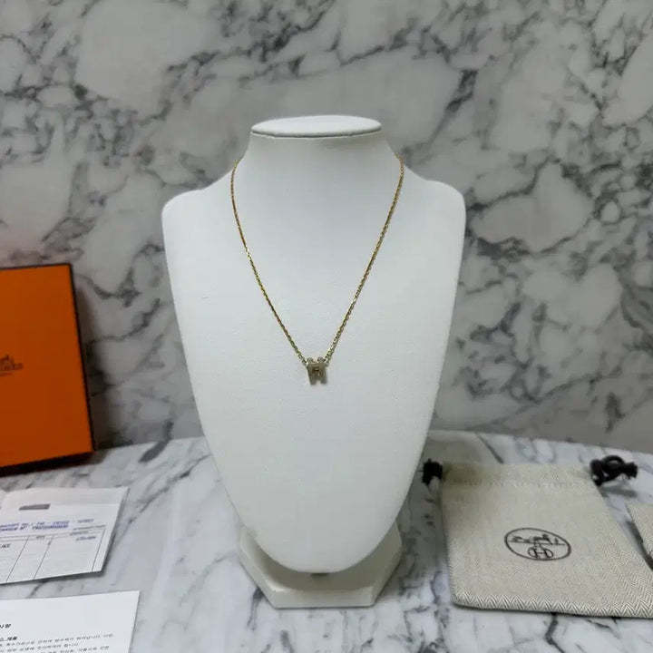[BUNJANG] Hermès Pop H Mini Necklace Marron Glacé &amp; Gold / [ OS ] 에르메스 팝아슈 미니 목걸이