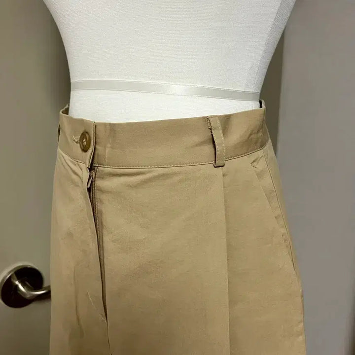 [BUNJANG] Beige Pin Tuck A-Line Midi Skirt / [새상품] 베이지 핀턱 A라인 미디 스커트