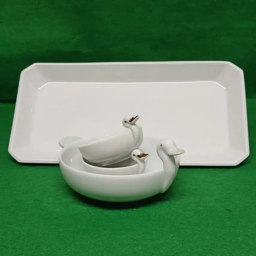 [BUNJANG] Kim Ik-young Celadon Porcelain Duck Dish Set (Type B) - 4pcs / *김익영 도예가 은전(토전)우일요 오리찬기 [B형]4pcs