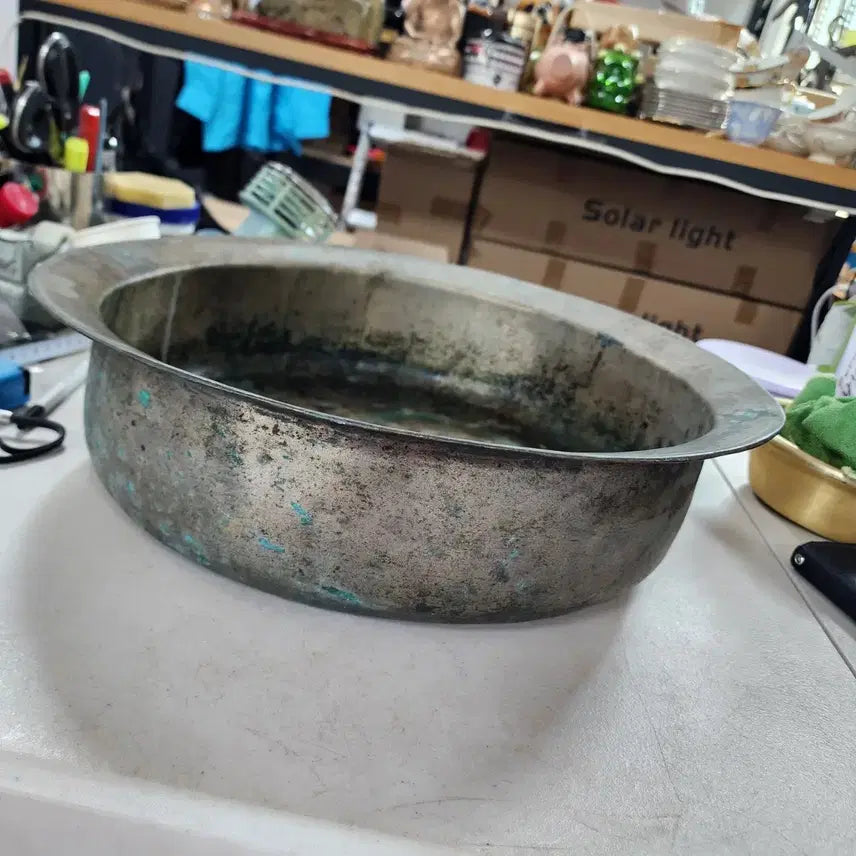 [BUNJANG] Brass Basin 40cm Diameter with Patina / 놋쇠 대야 놋대야 지름40cm 녹있어요