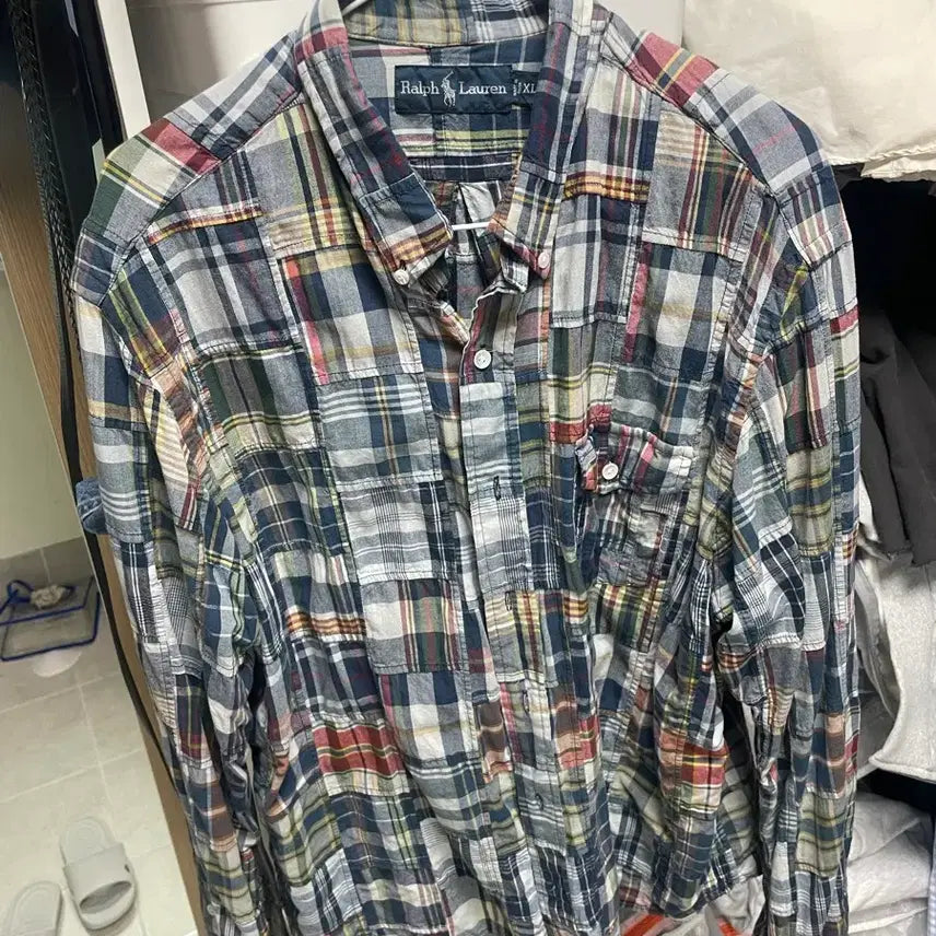 [BUNJANG] Polo Madras Patchwork Shirt XL / 폴로 마드라스 패치워크 셔츠 XL 국내 100