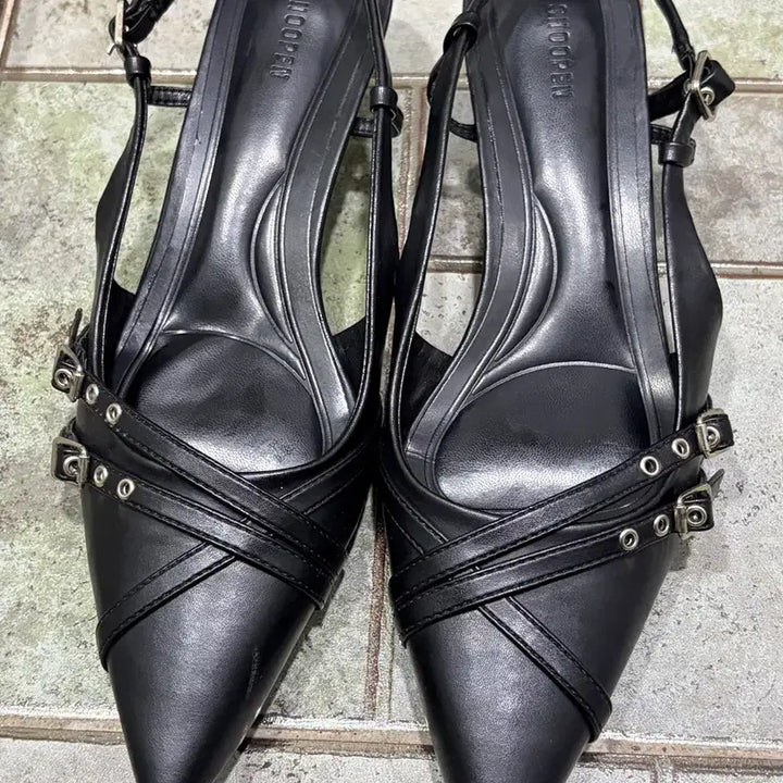 [BUNJANG] SUECOMMA BONNIE Stiletto Triple Buckle Slingback Shoes 250 / (원가4.0/네고o) 슈펜 스틸레토 트리플 버클 슬링백 여성 구두 250
