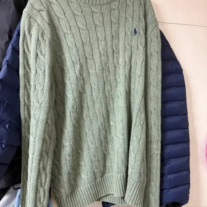 [BUNJANG] Polo Ralph Lauren Cable Knit Sweater Green L / 폴로 랄프로렌 케이블 니트 스웨터 그린 L