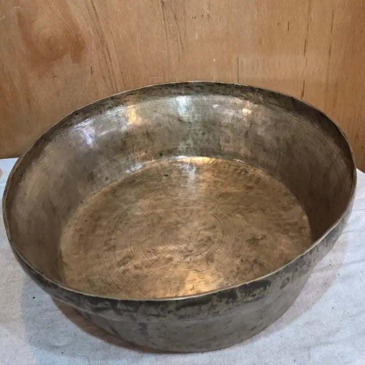 [BUNJANG] Antique Large Bangjja Brass Bowl / 옛날 대형 방짜 놋푼주