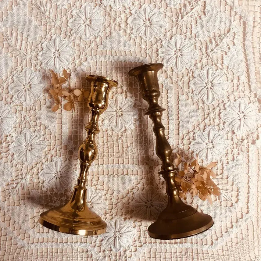 [BUNJANG] Vintage Brass Candlestick Set / 앤틱 빈티지 황동 브라스 촛대