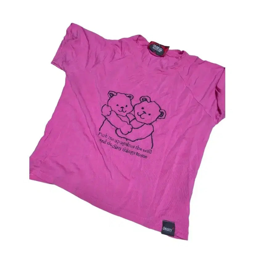 [BUNJANG] omighty Pink Teddy Bear Crop Top / [단종/해외정품] 오마이티 omighty 핑크 테디베어 크롭탑