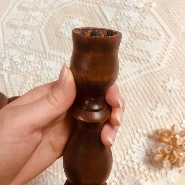 [BUNJANG] Antique Vintage Wood Candle Holder Set / 앤틱 빈티지 우드 촛대 세트