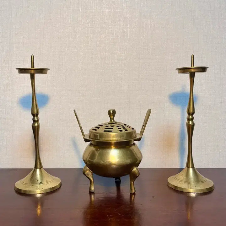 [BUNJANG] Domestic Bronze Censer and Candlestick Set / 국산 동향로, 동촛대 세트