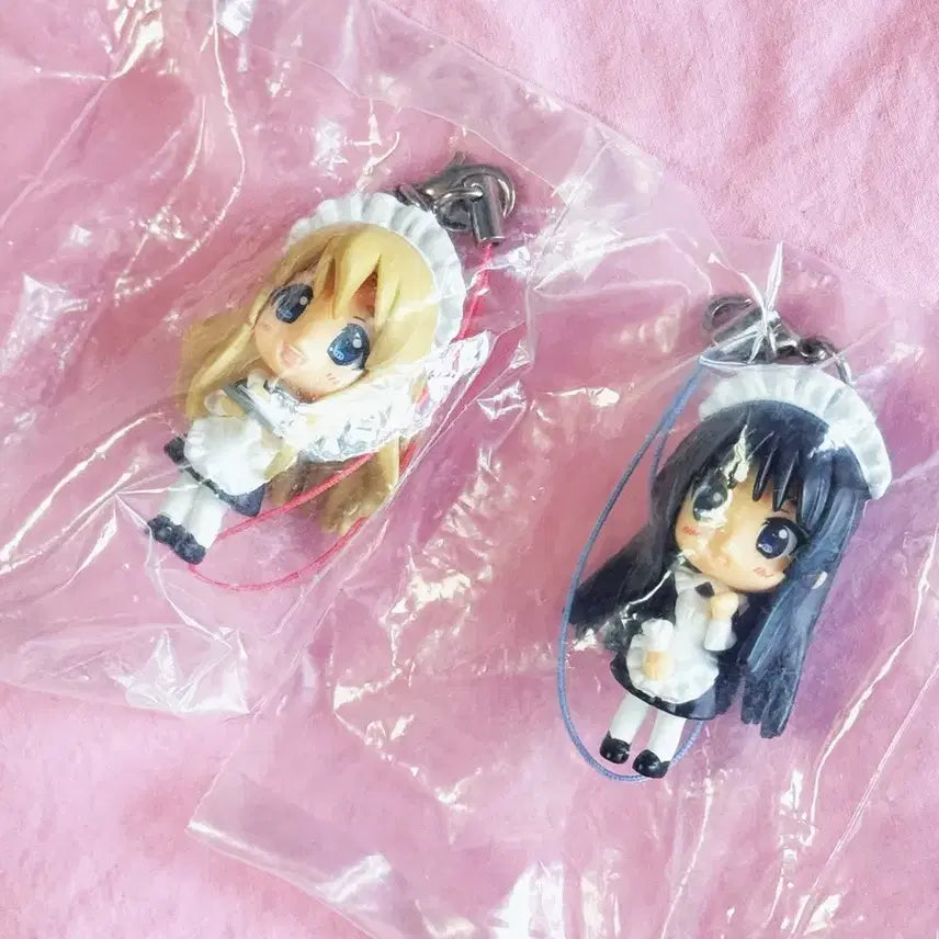 [BUNJANG] Lucky Star Mio Tsumugi Maid Keyring Strap Set (2ea) / [2set] 고전 케이온 미오 츠무기 메이드 키링 스트랩 럭키스타 쵸비츠