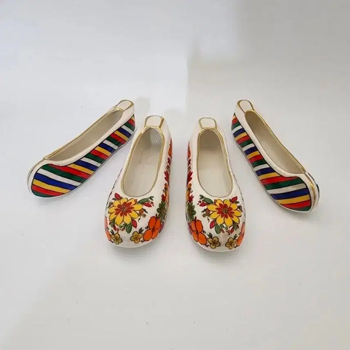 [BUNJANG] Haengnamsa Vintage Celadon Arirang Flower Gomsin Shoe Set (2-Set Bundle) / 2세트 일괄가/행남사 빈티지 도자기 아리랑 꽃 고무신 신발 세트