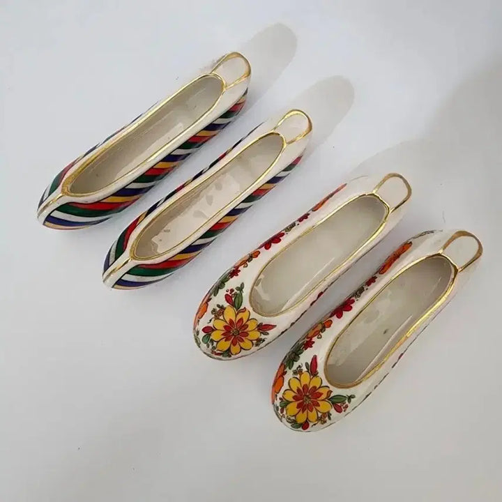 [BUNJANG] Haengnamsa Vintage Celadon Arirang Flower Gomsin Shoe Set (2-Set Bundle) / 2세트 일괄가/행남사 빈티지 도자기 아리랑 꽃 고무신 신발 세트