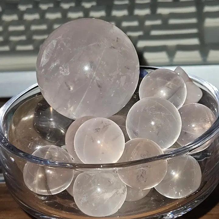 [BUNJANG] Star Rose Quartz Mini Sphere Set Natural Stone / 스타로즈쿼츠 미니 스피어 세트 모음 천연석 장미수정 원석구 힐링 연애운