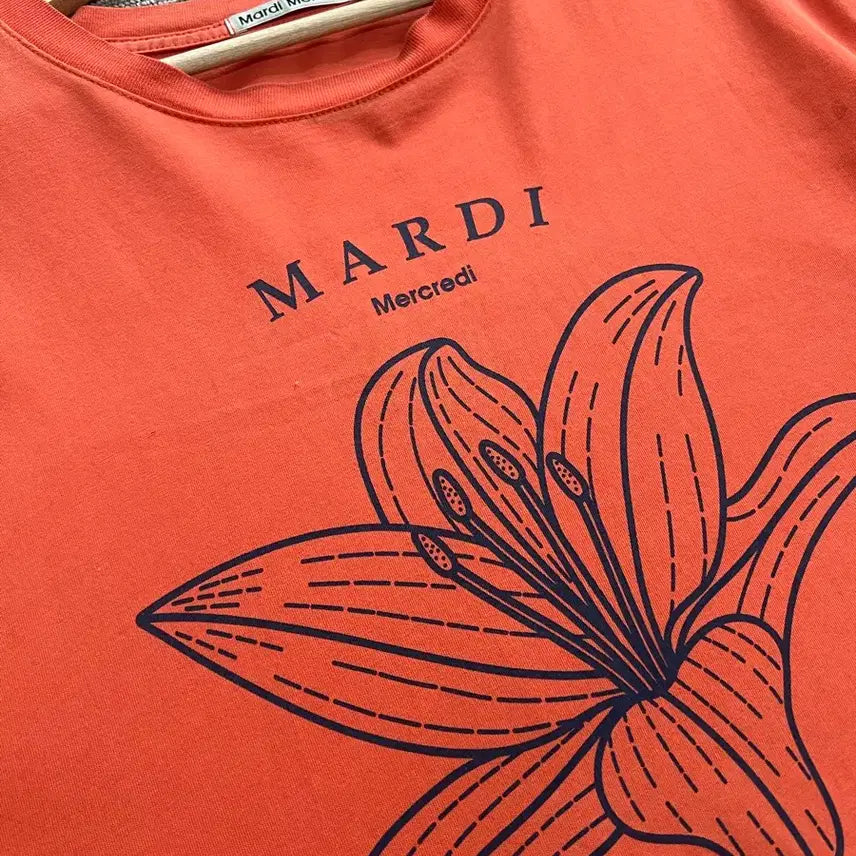 [BUNJANG] Mardi Mercredi Flower Short Sleeve T-Shirt Orange Free Size / 마르디 메르크디 플라워 반팔티 오렌지 Free