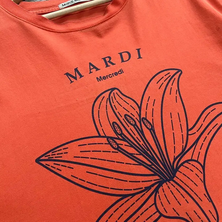 [BUNJANG] Mardi Mercredi Flower Short Sleeve T-Shirt Orange Free Size / 마르디 메르크디 플라워 반팔티 오렌지 Free