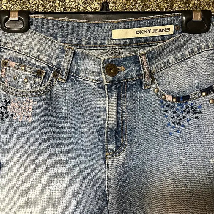 [BUNJANG] DKNY Jeans Vintage Patchwork Distressed Flare Denim Pants / DKNY JEANS 빈티지 패치워크 디스트레스드 플레어 데님 팬츠